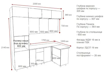 Кухня «Аликанте арт.15 - 2300х1200»