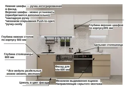 Кухня «Тальк Пикрит Акция Лайн арт. 42 - 2400 »